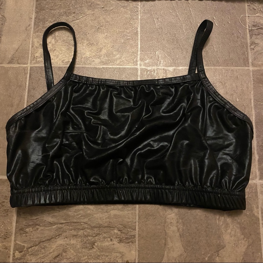 Faux leather bra